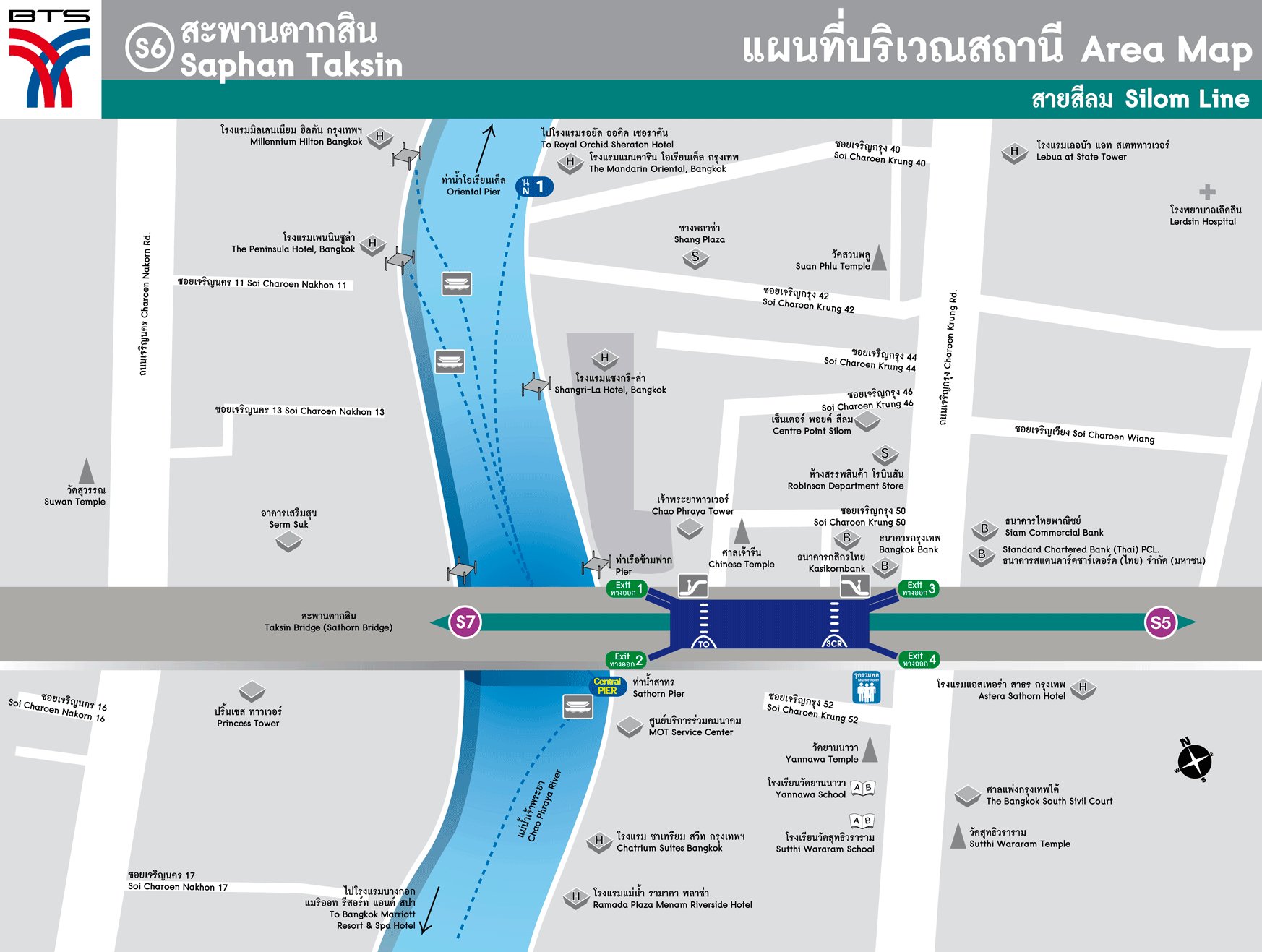 Saphan Taksin BTS Station Map
